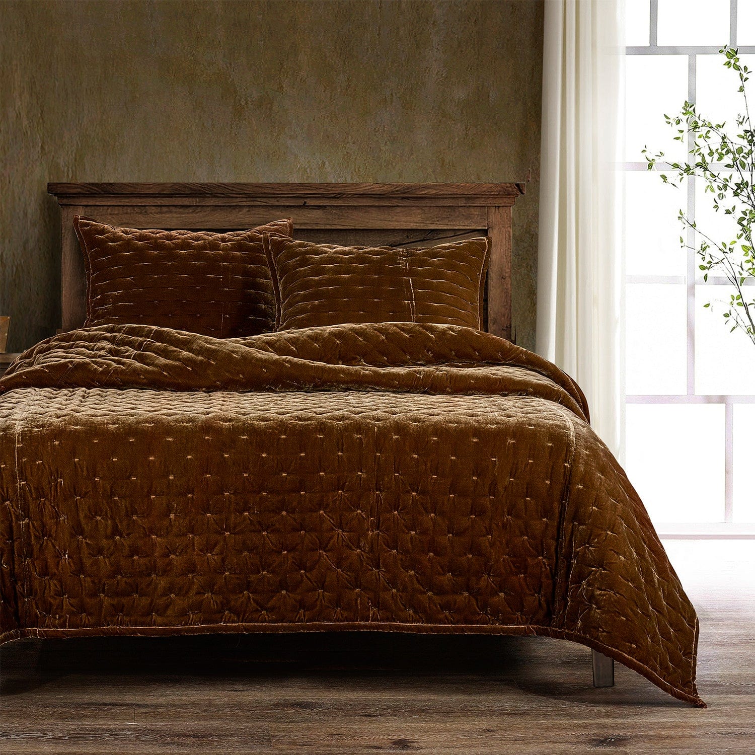 Stella Faux Silk Velvet Pintuck Quilt