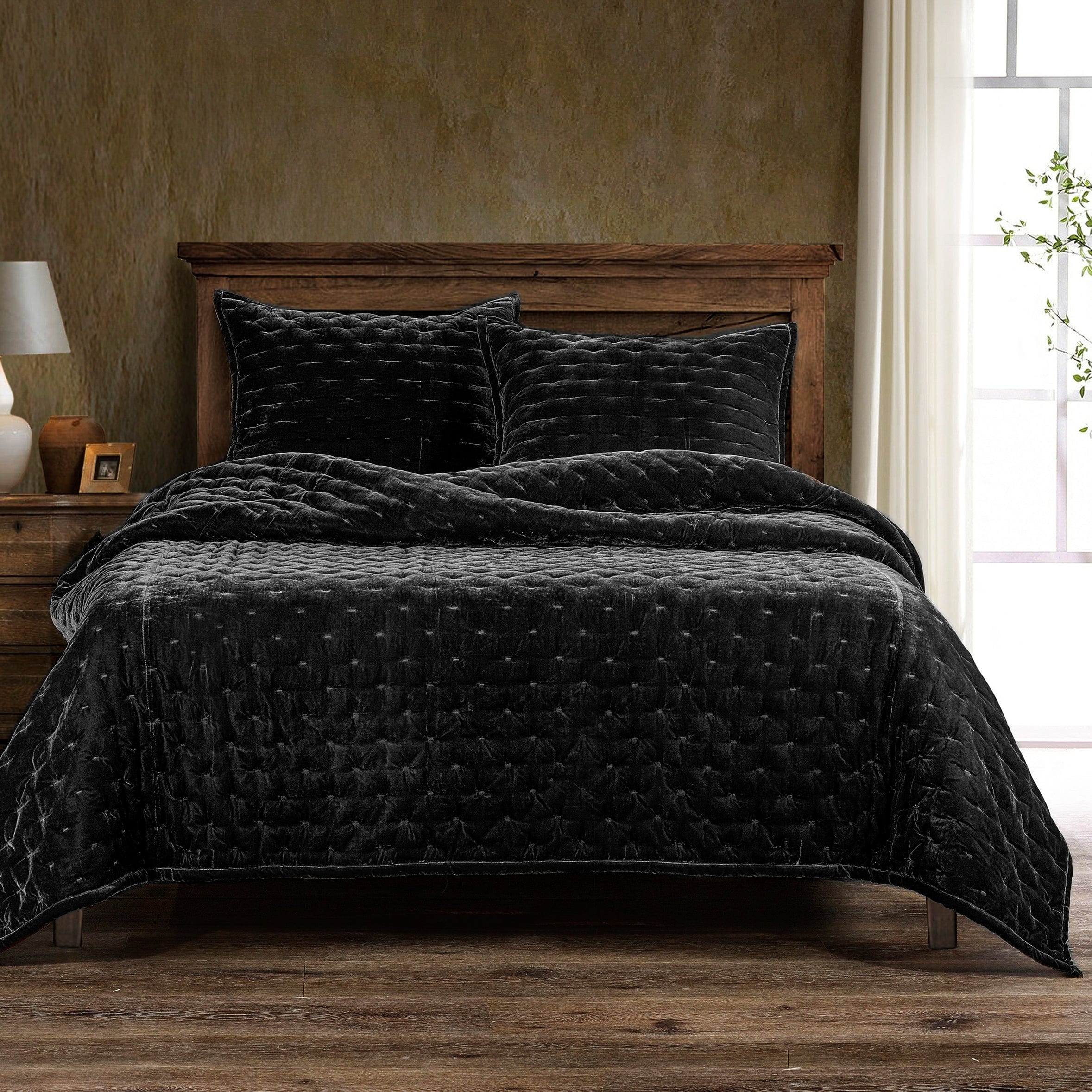 Stella Faux Silk Velvet Pintuck Quilt