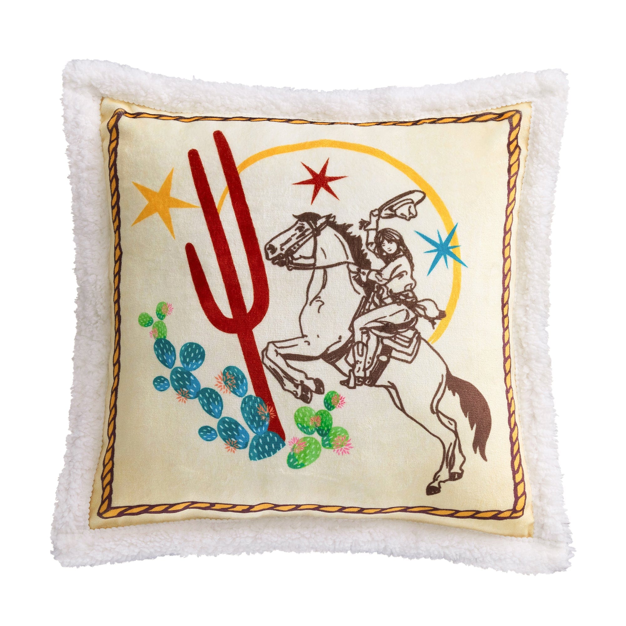 Western Adventure Campfire Sherpa Pillow