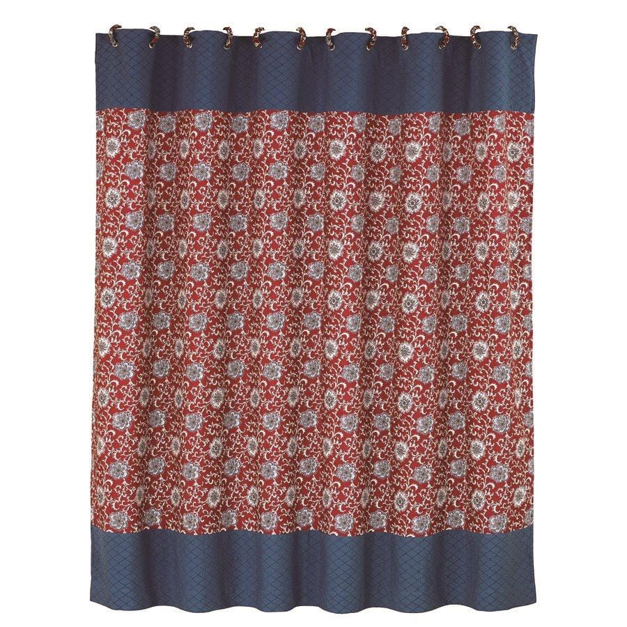 Floral Shower Curtain with Blue Detail