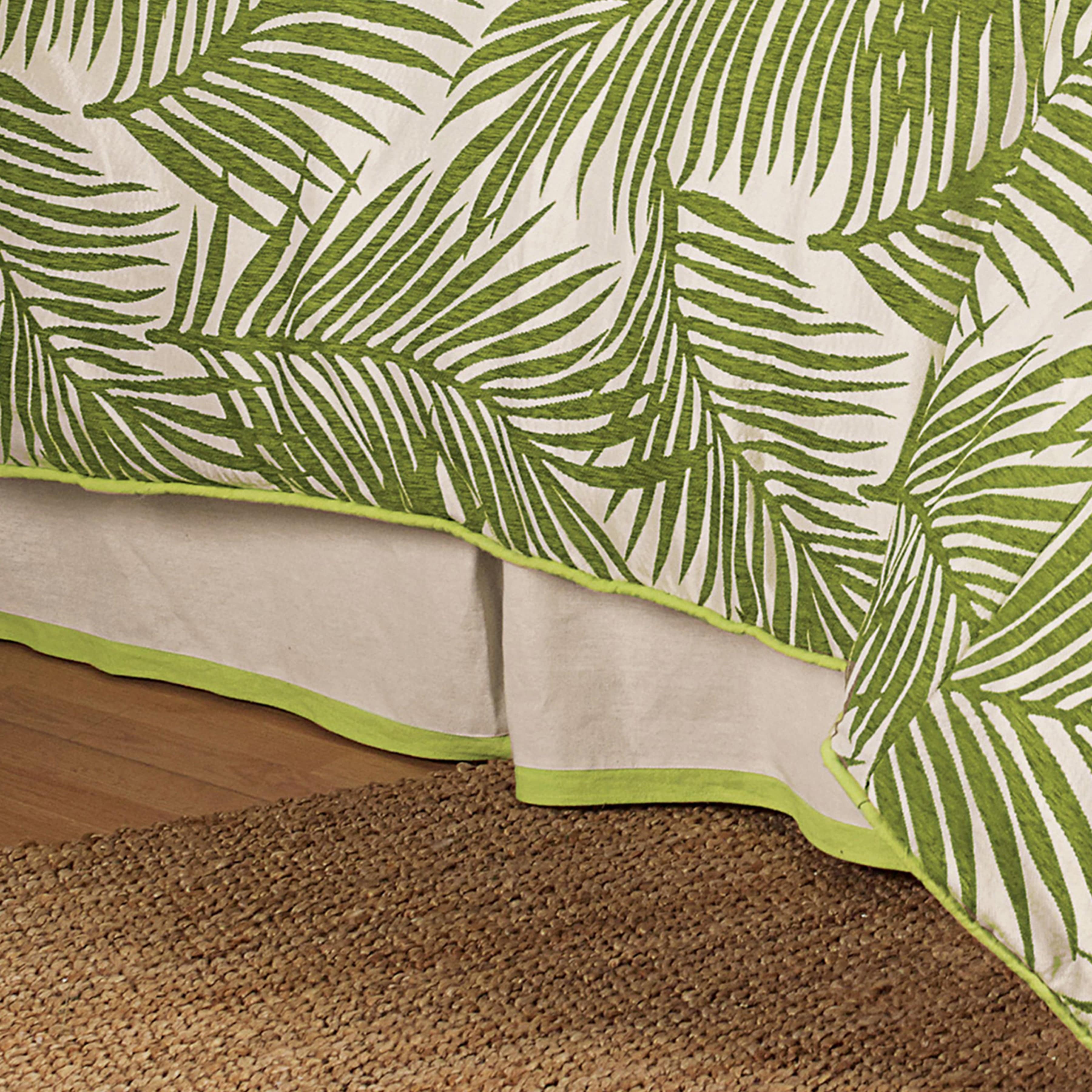 Capri Coastal-Style Bedskirt, White & Green Linen