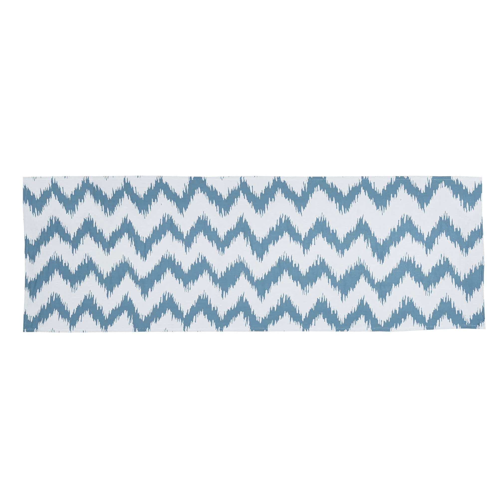 Catalina Aqua & White Bed Runner w/ Chevron Pattern, King