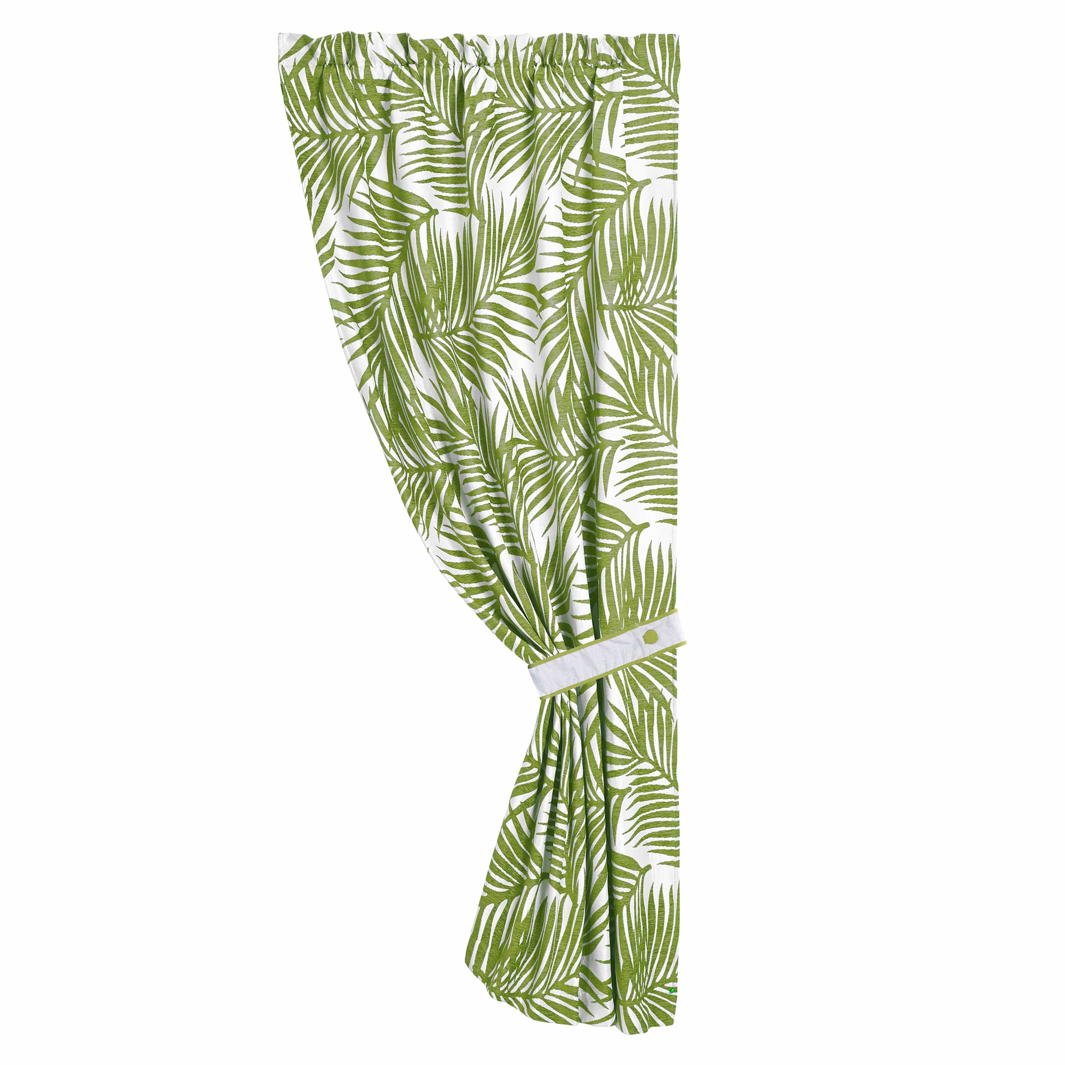 Capri Green & White Fern Single Panel Curtain