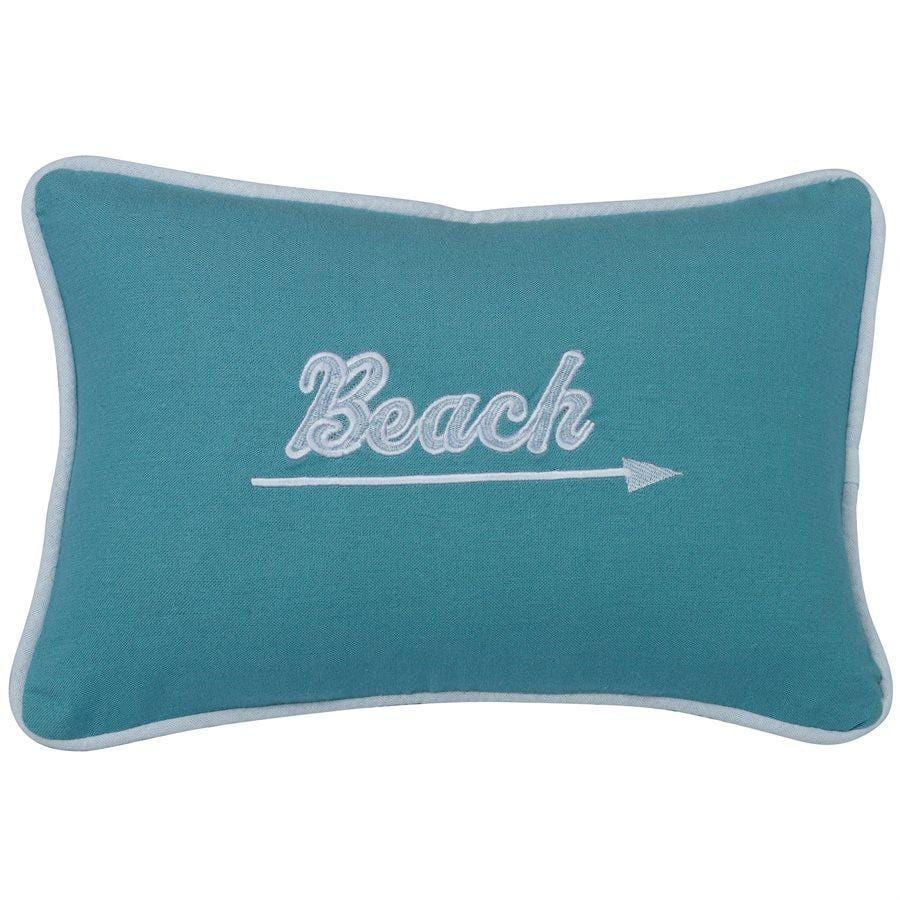Catalina Turquoise Embroidered Beach Accent Pillow
