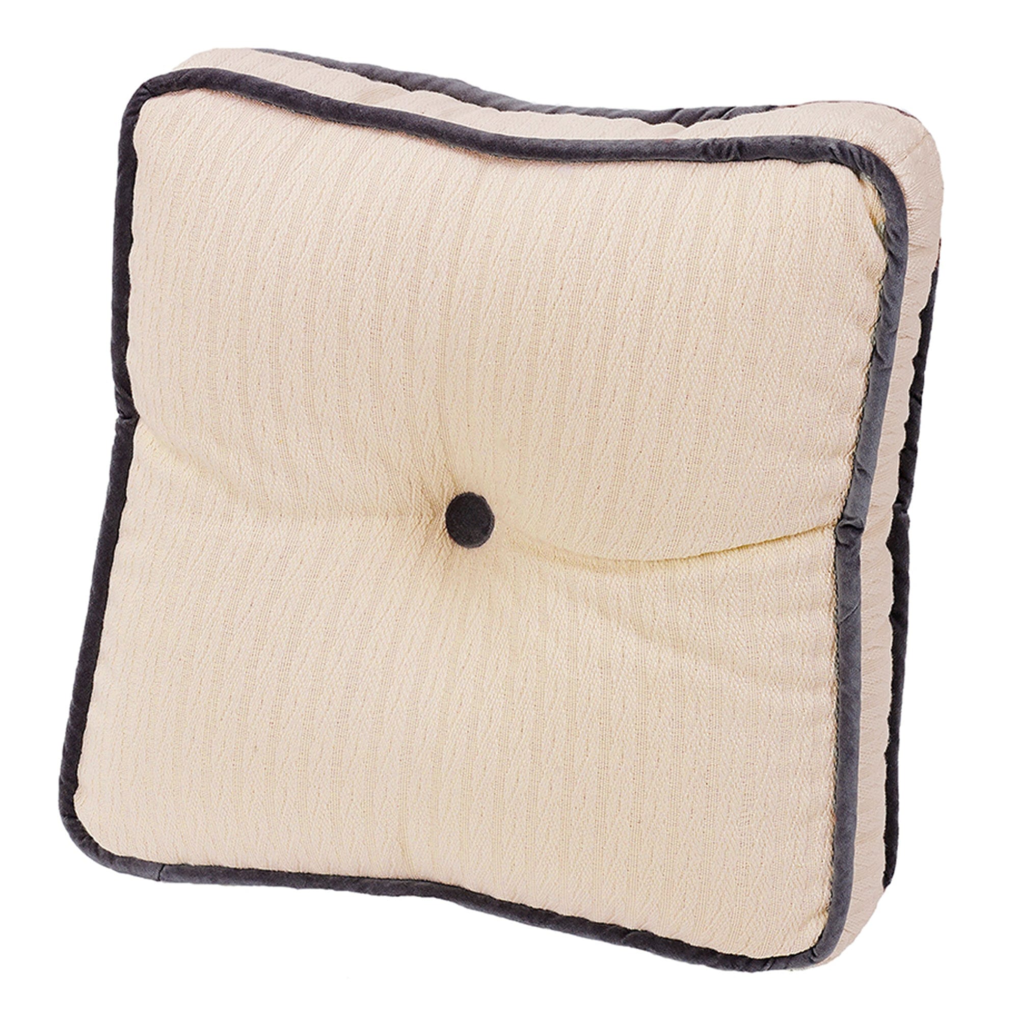 Whistler Tufted Box Pillow w/ Charcoal Velvet Trim