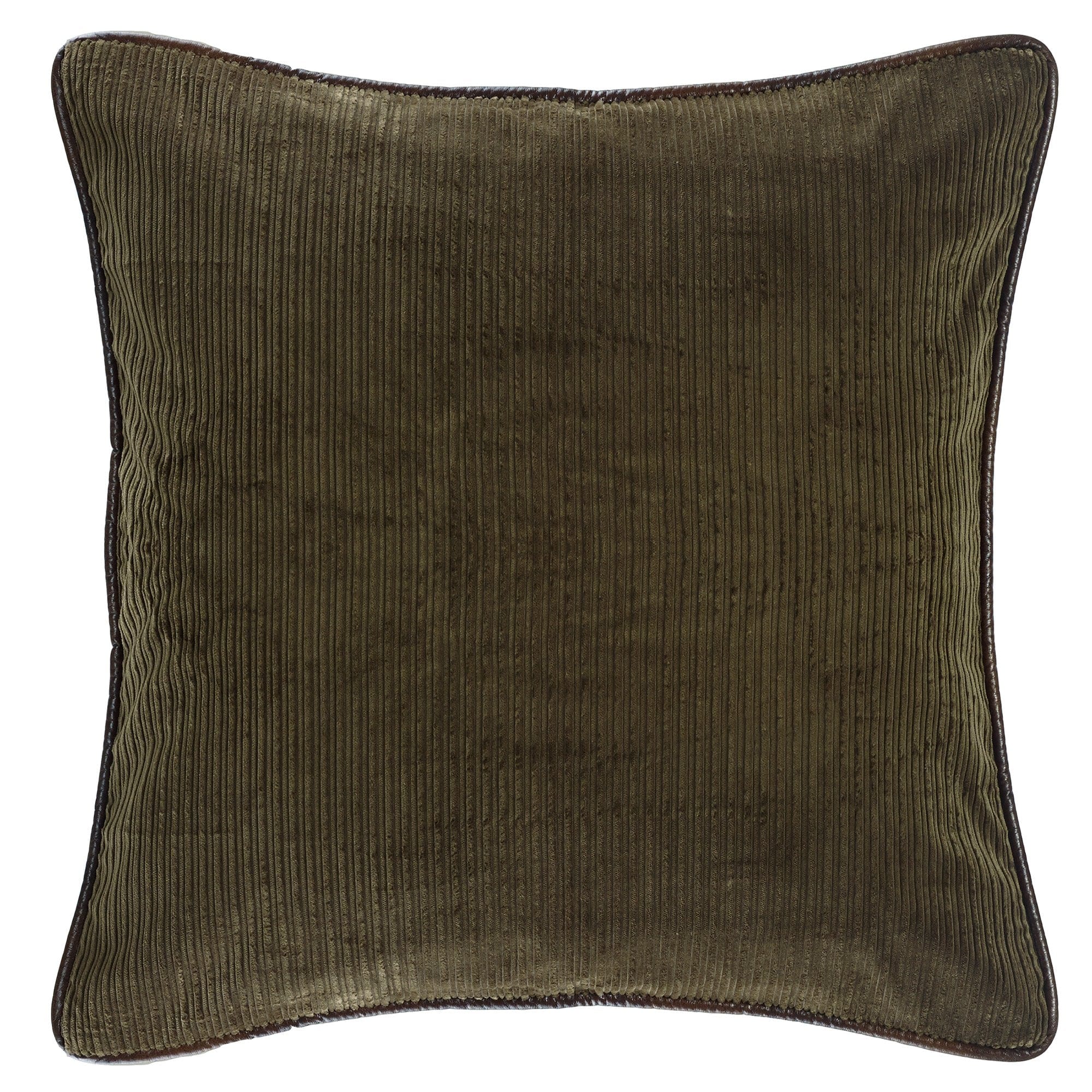 Green Corduroy Euro Sham Reversed to Tan Suede