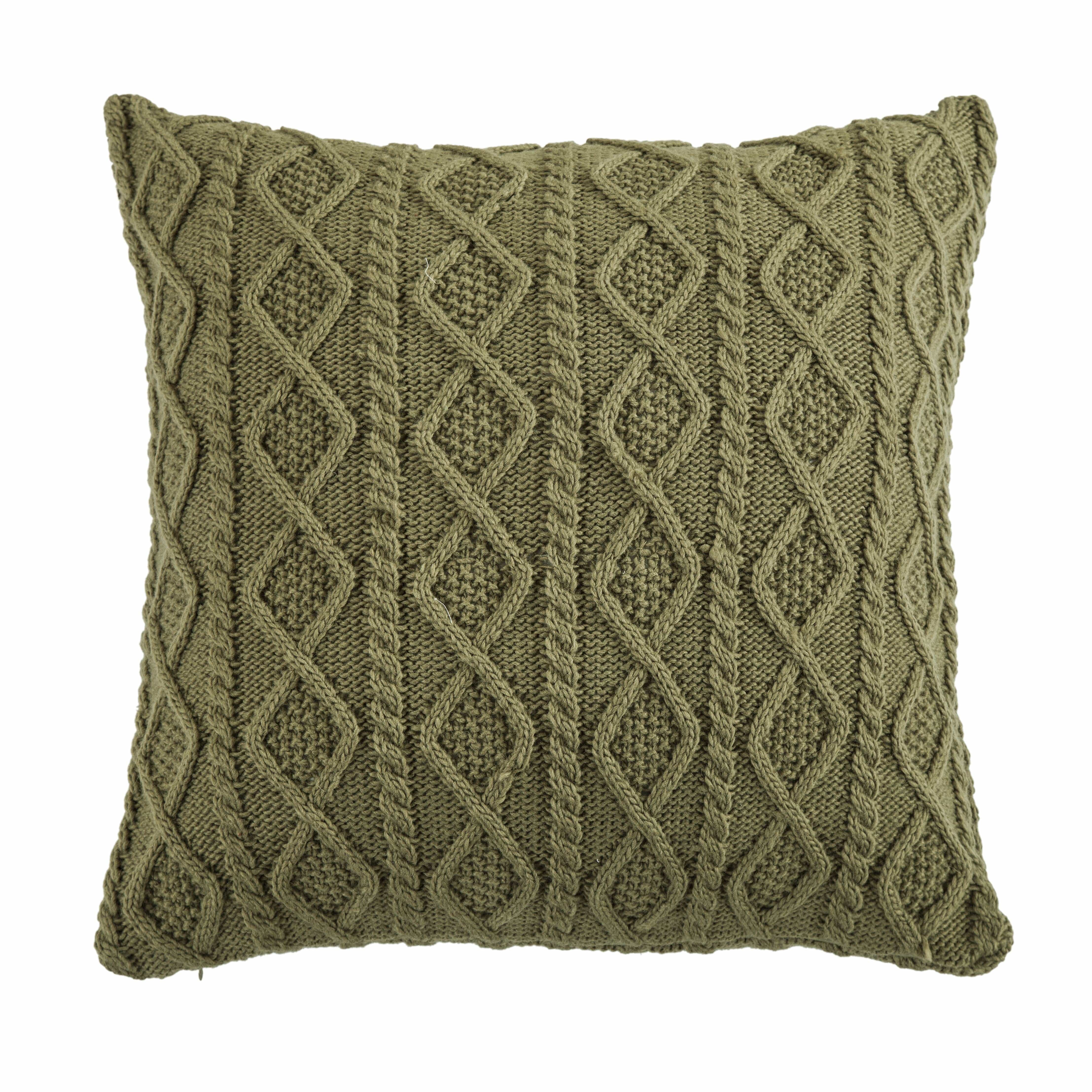 Cable Knit Soft Diamond Euro Sham, Sage Green
