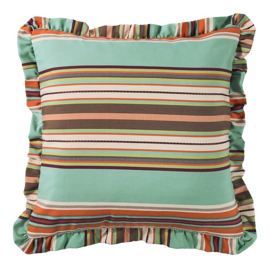 Serape Euro Sham w/ Ruffles - Turquoise, Orange & Brown