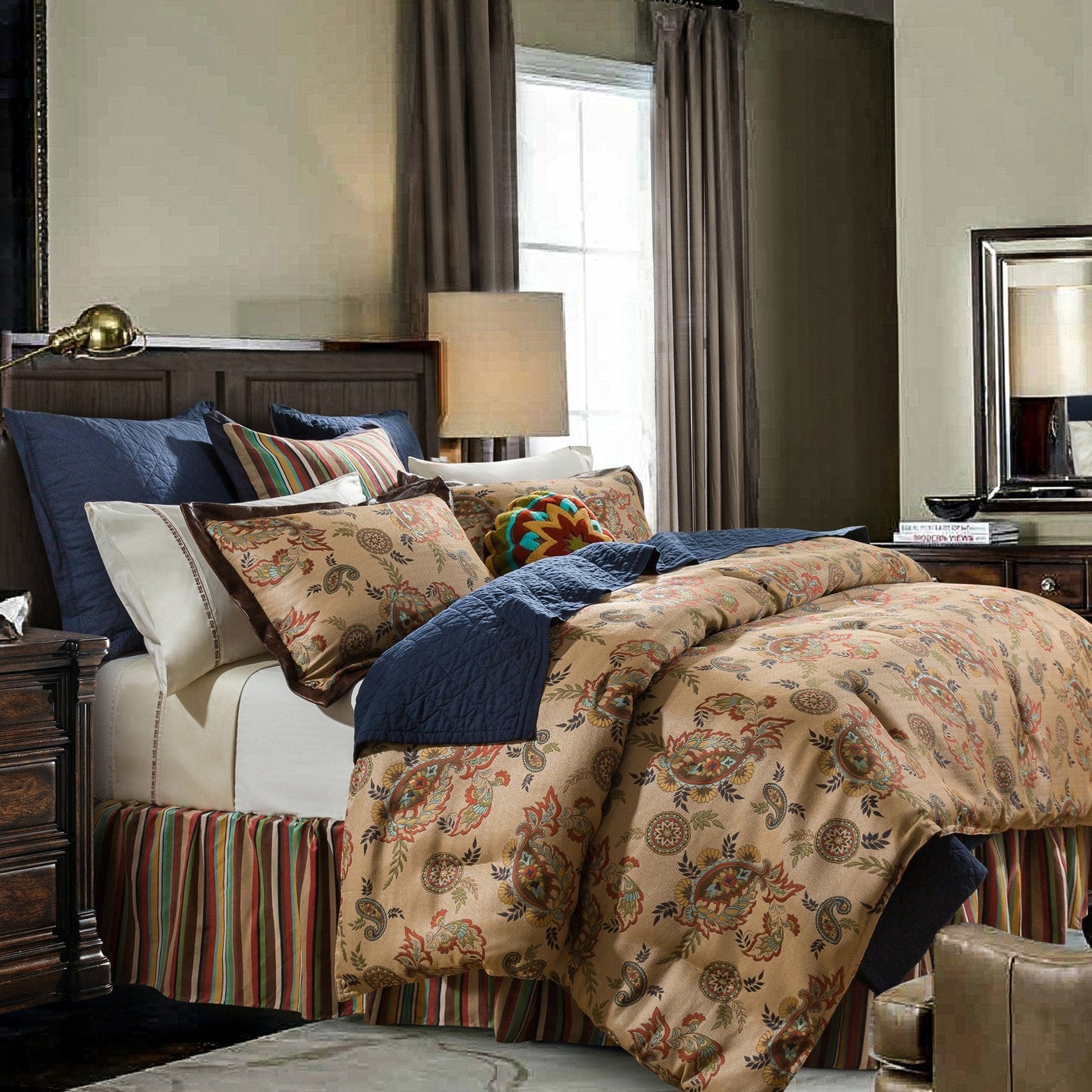 Tammy Stripe Euro Sham, Navy Flange