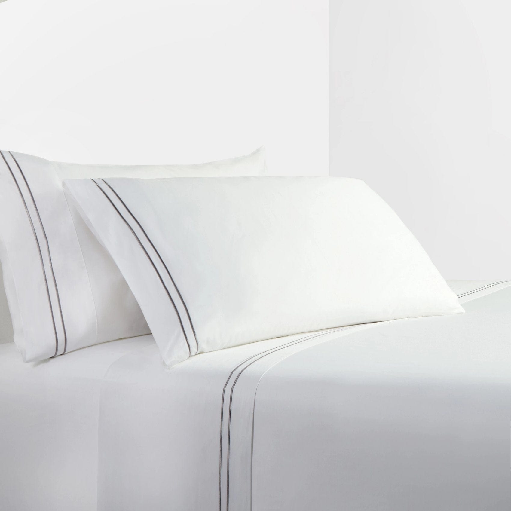350TC Embroidery Stripe Sheet Set, King, Gray