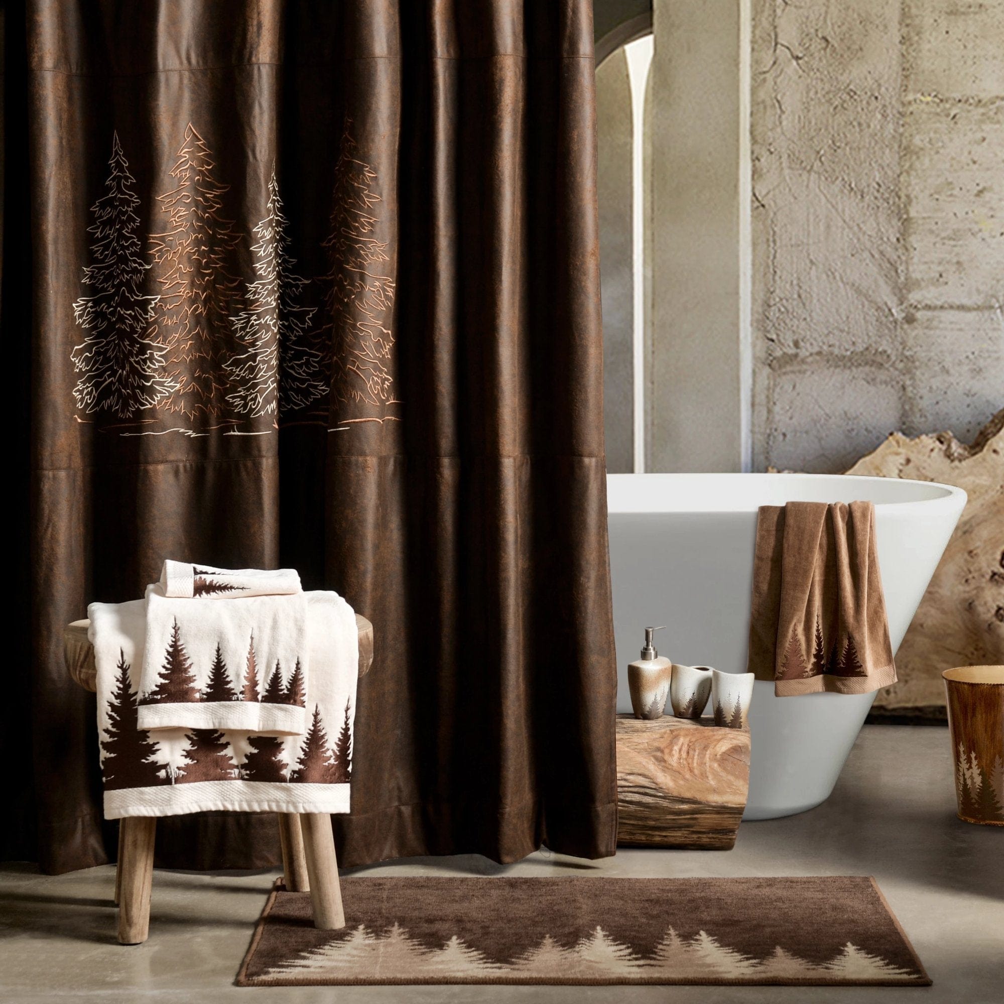 Clearwater Pines Chocolate Shower Curtain