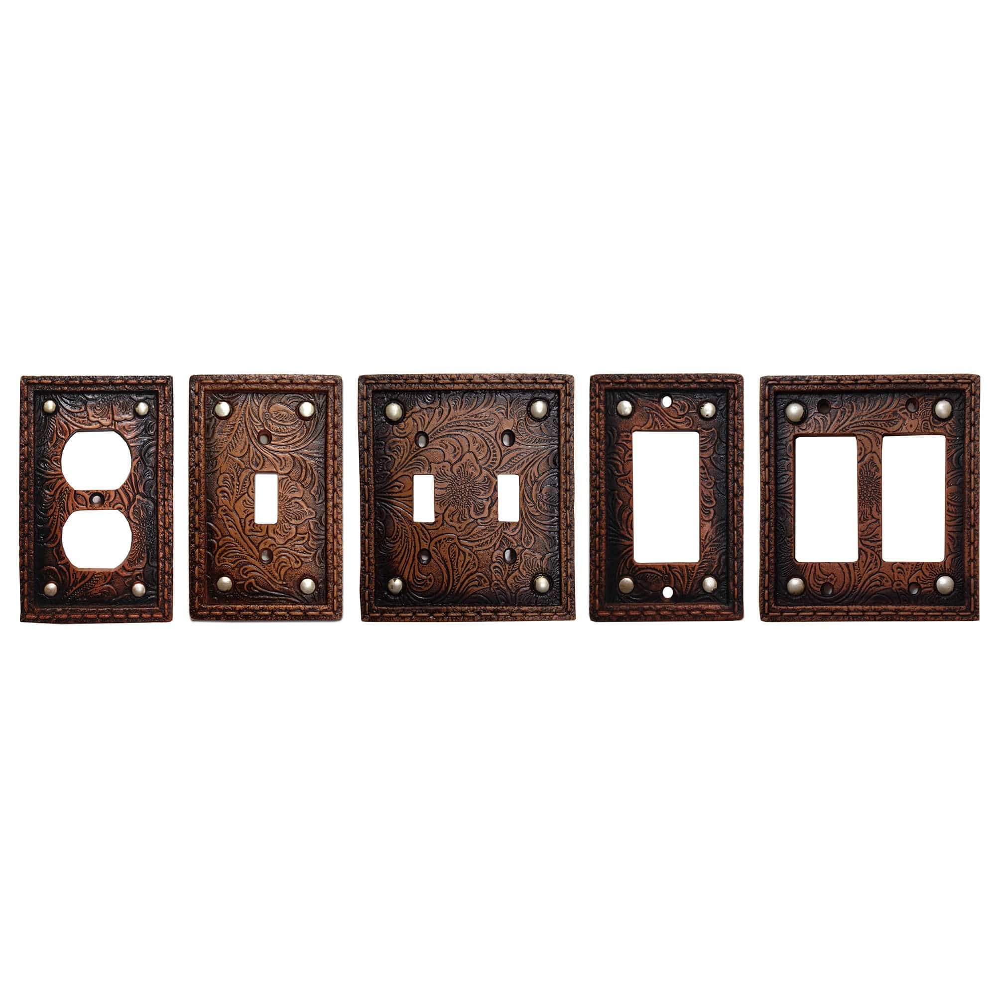 Tooled Resin Double Rocker Wall Switch Plate