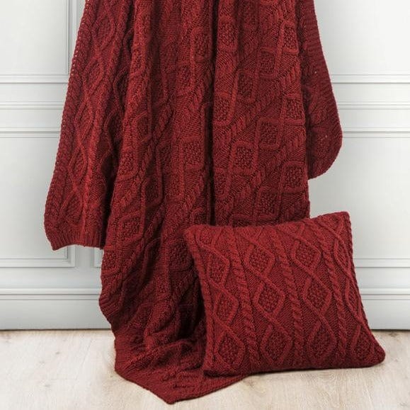Cable Knit Soft Wool Throw Blanket