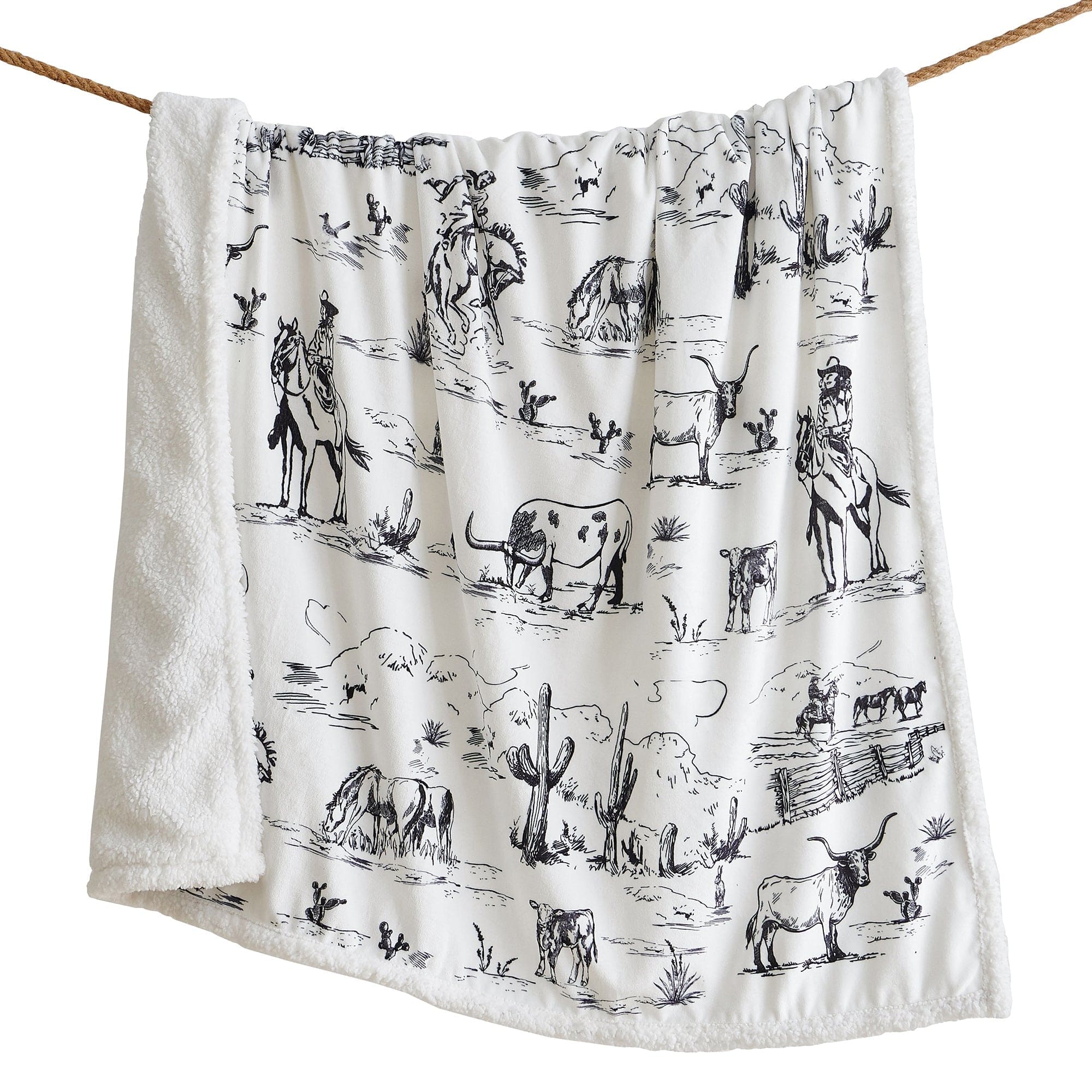 Ranch Life Western Toile Campfire Sherpa Throw