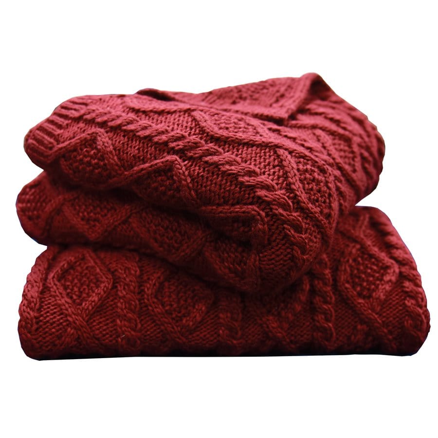 Cable Knit Soft Wool Throw Blanket