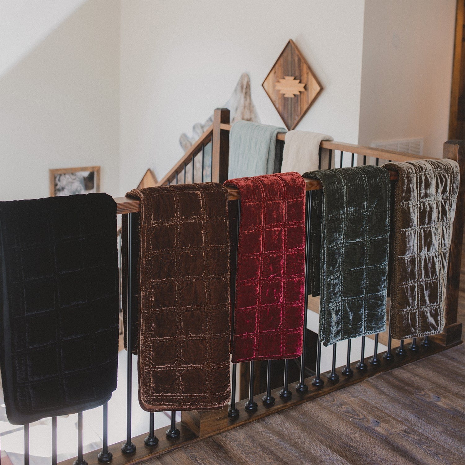 Stella Faux Silk Velvet Double Box Stitch Throw