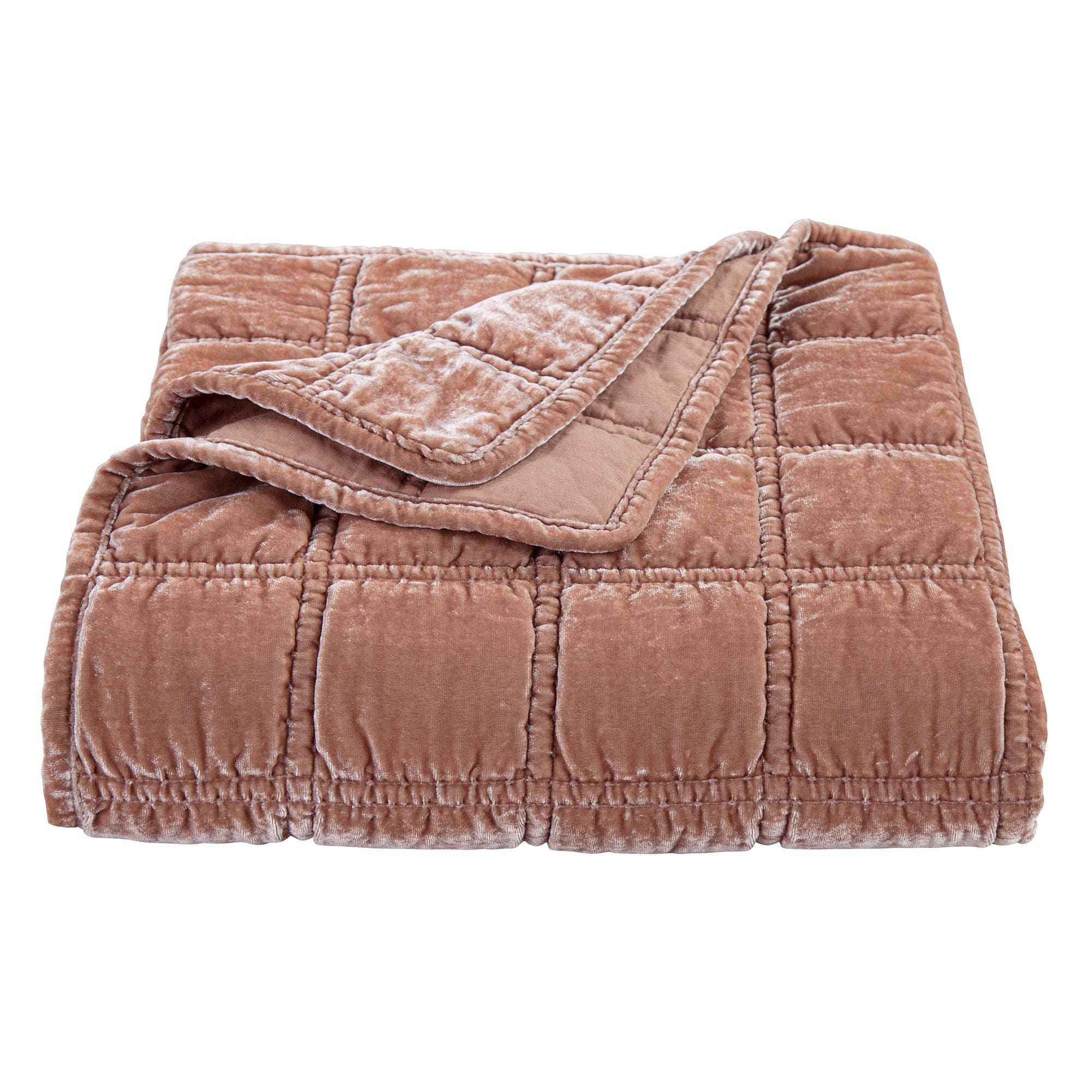 Stella Faux Silk Velvet Double Box Stitch Throw