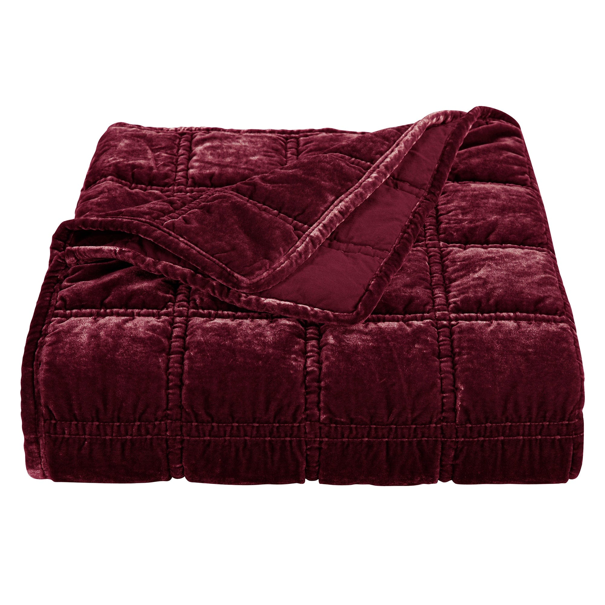 Stella Faux Silk Velvet Double Box Stitch Throw