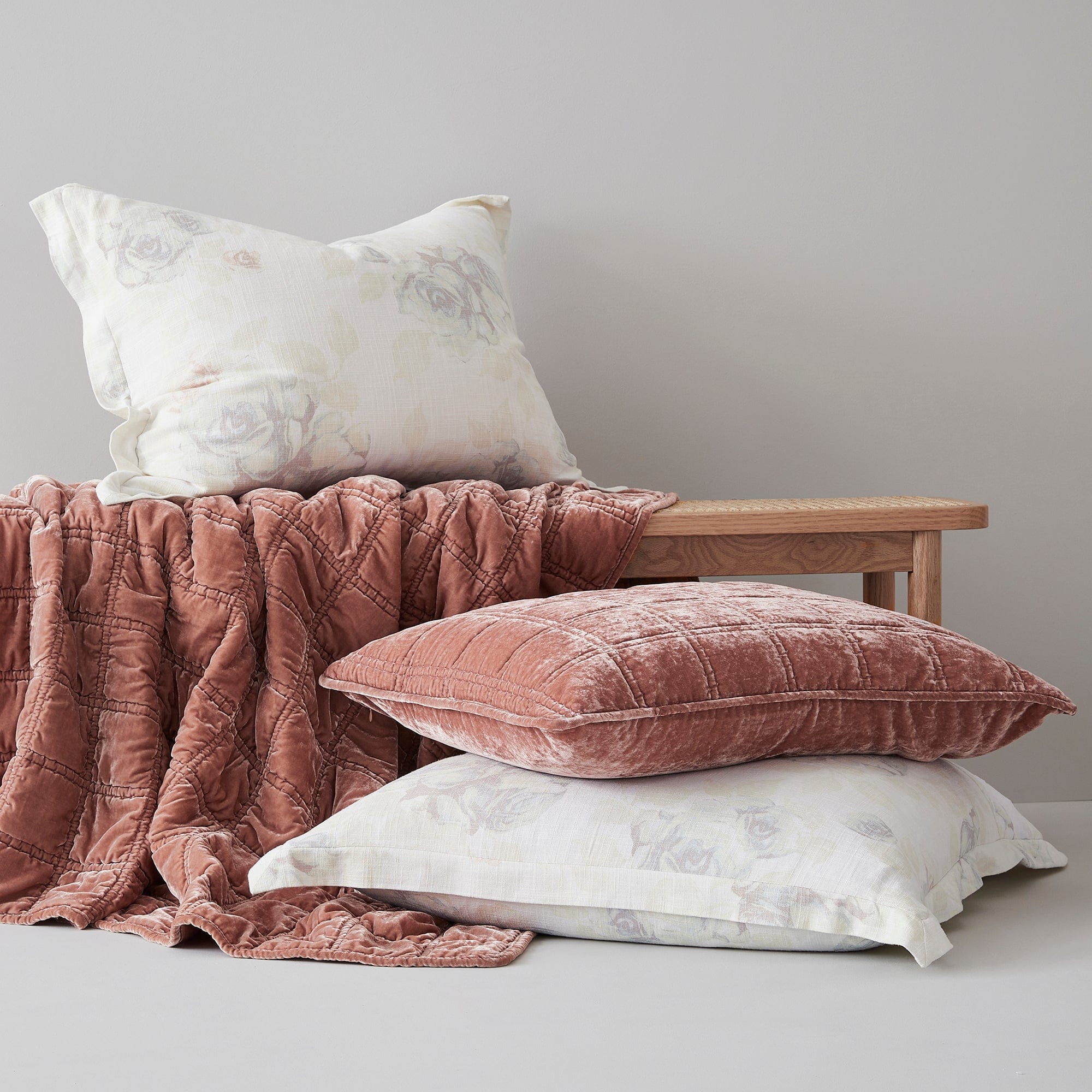 Stella Faux Silk Velvet Double Box Stitch Throw