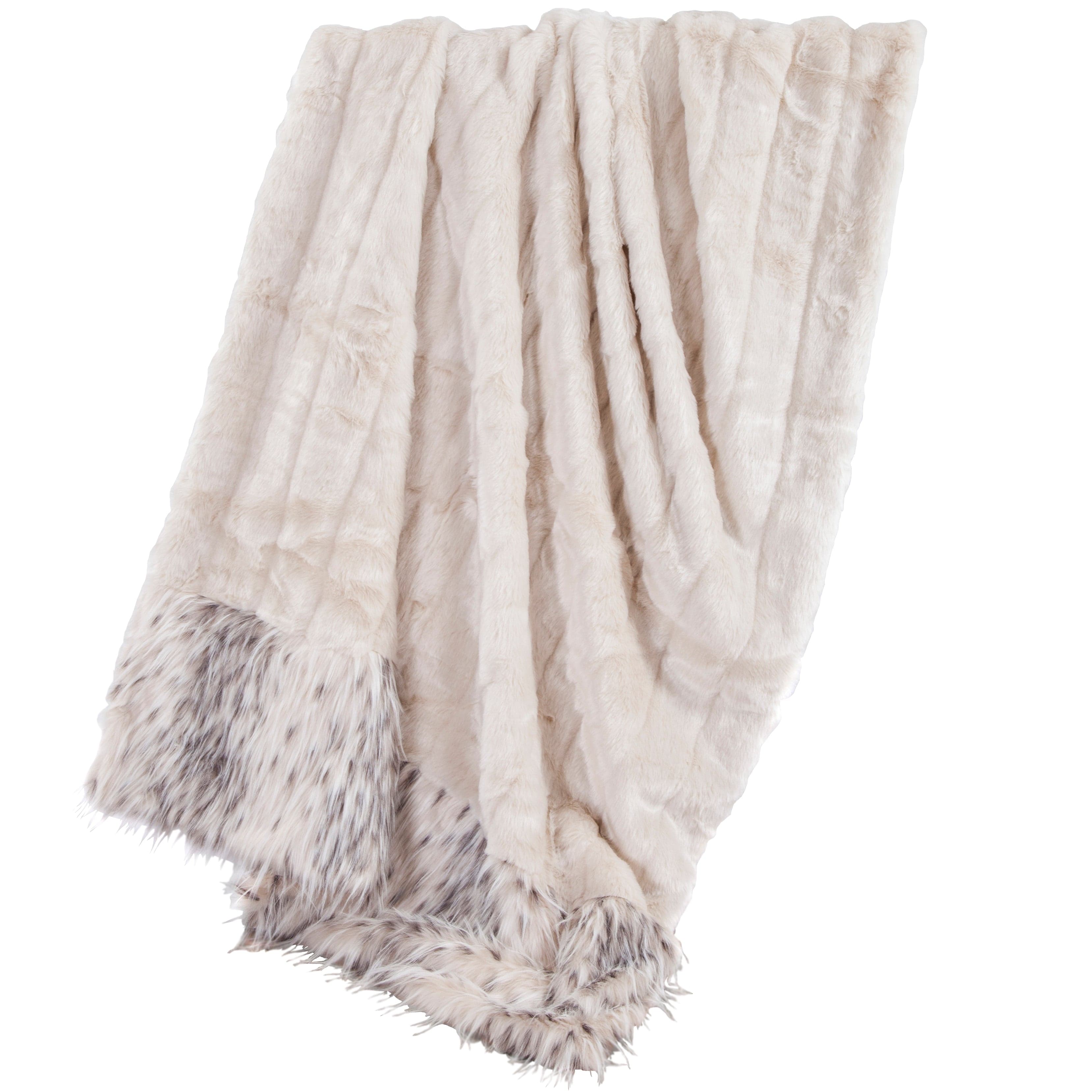 White Faux Mink & Snow Leopard Oversized Throw Blanket