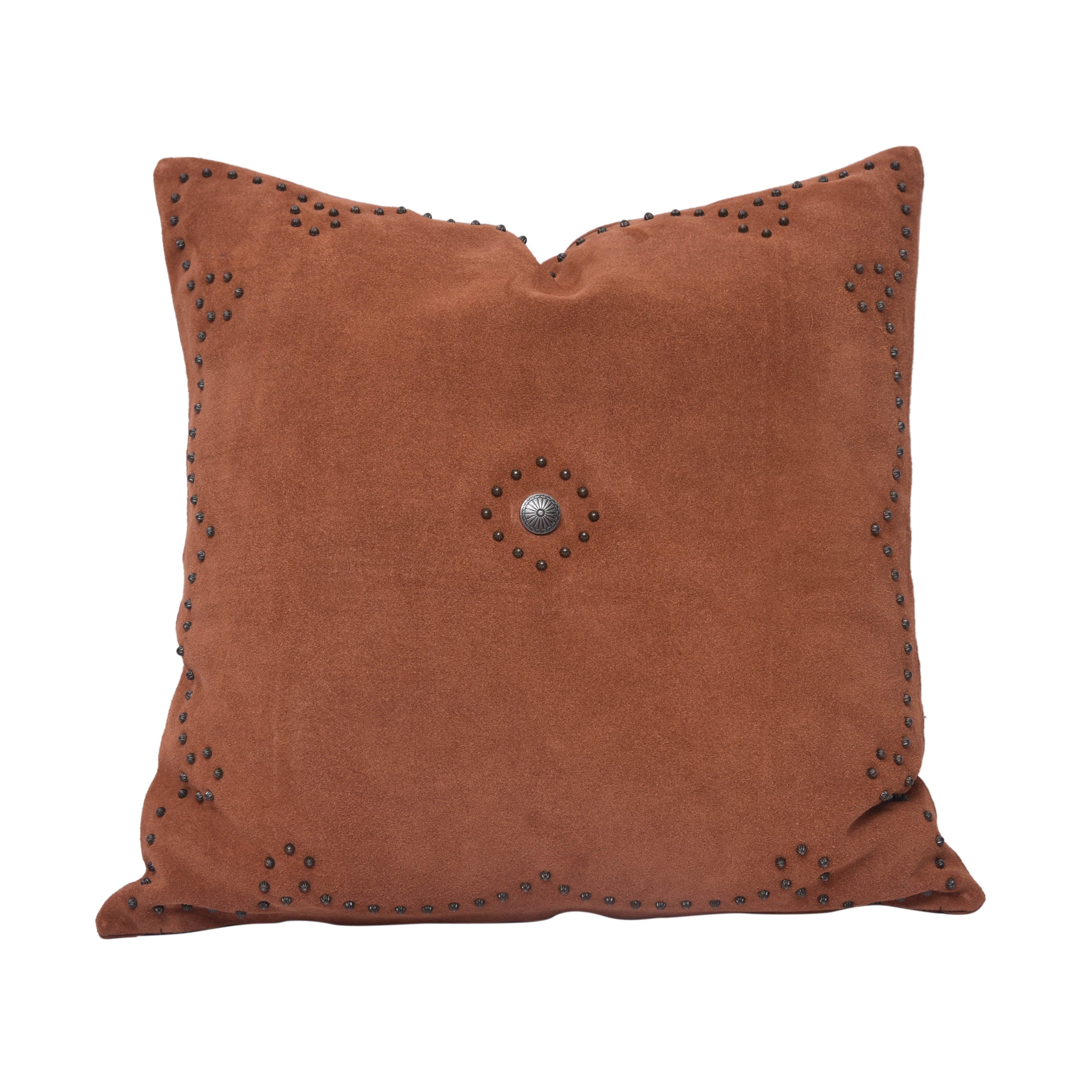Western Suede Antique Silver Concho & Studded Pillow