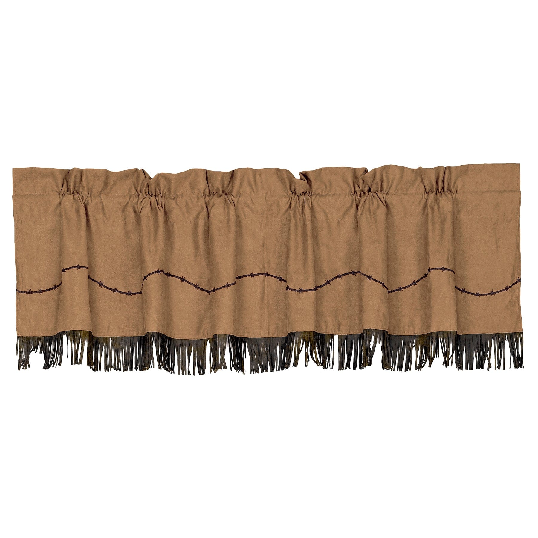 Barbwire Dark Tan Kitchen Valance w/ Fringe