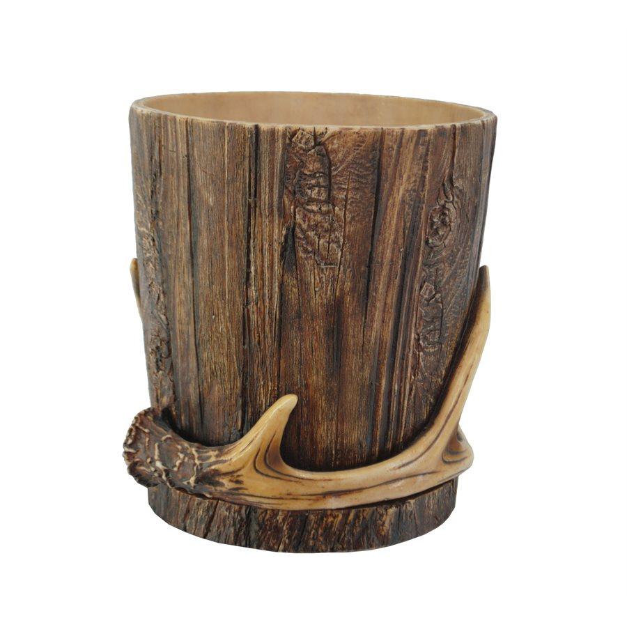 Tree Bark & Antler Wastebasket
