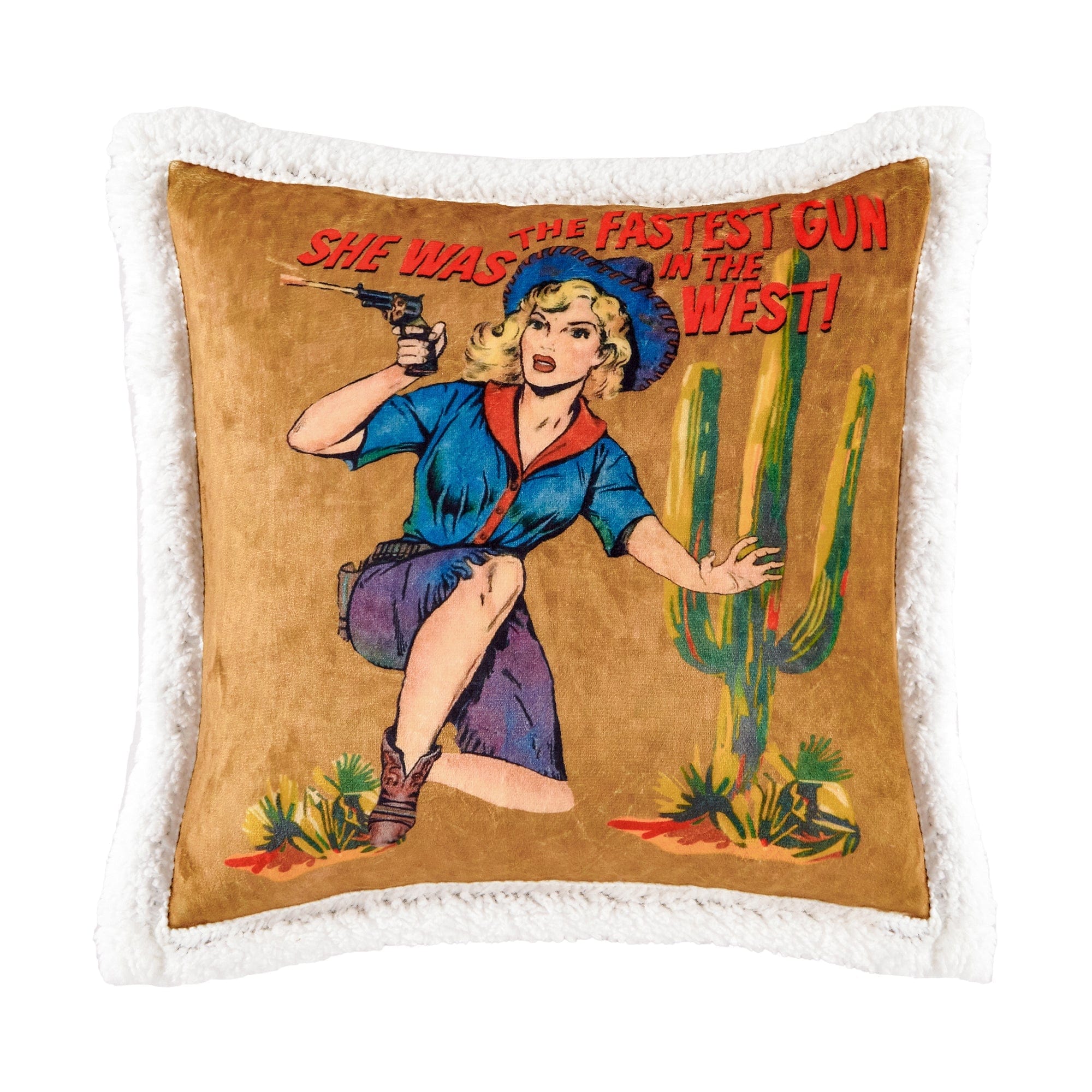 Gunslinger Campfire Sherpa Pillow