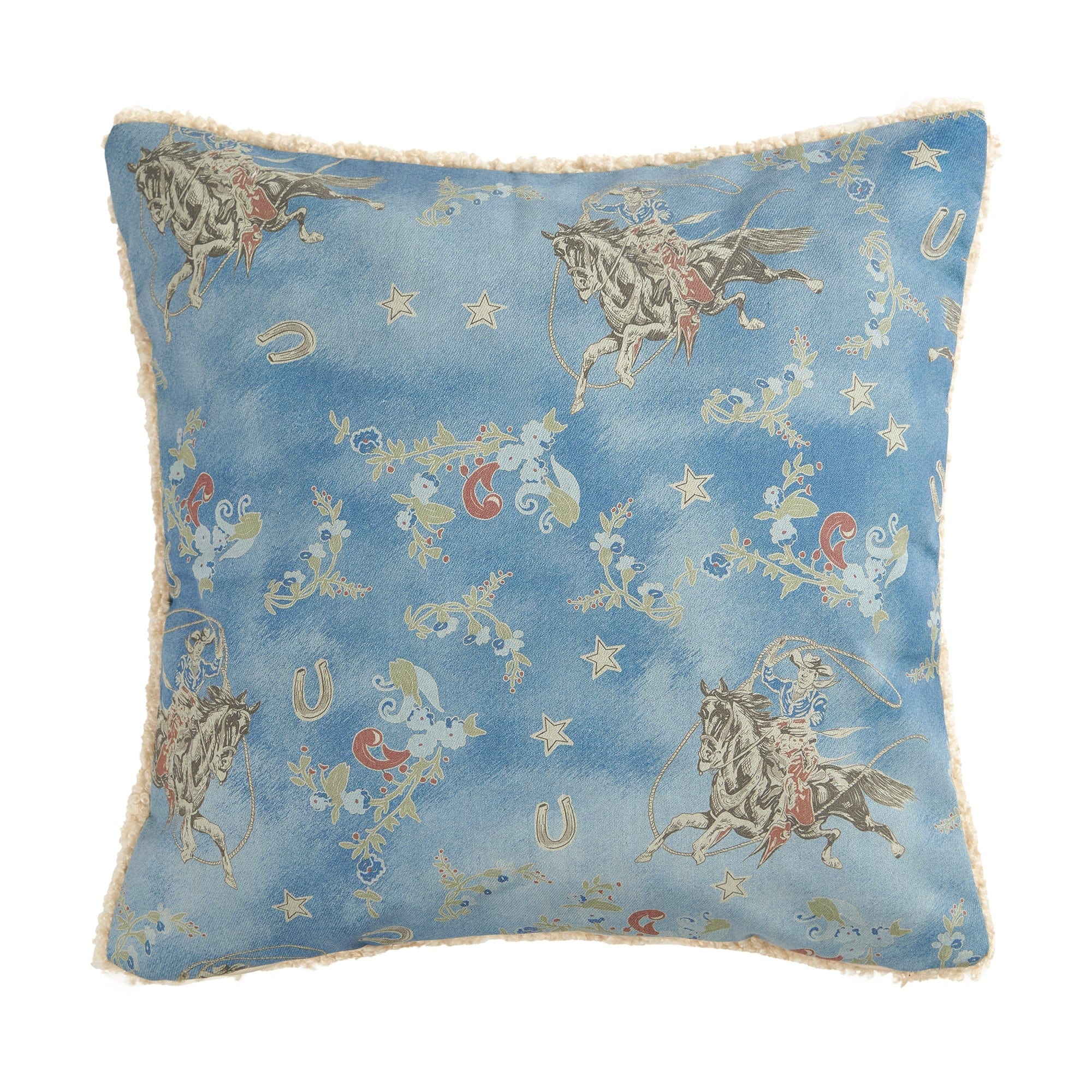Lee Western Washed Denim Teddy-Backed Pillow