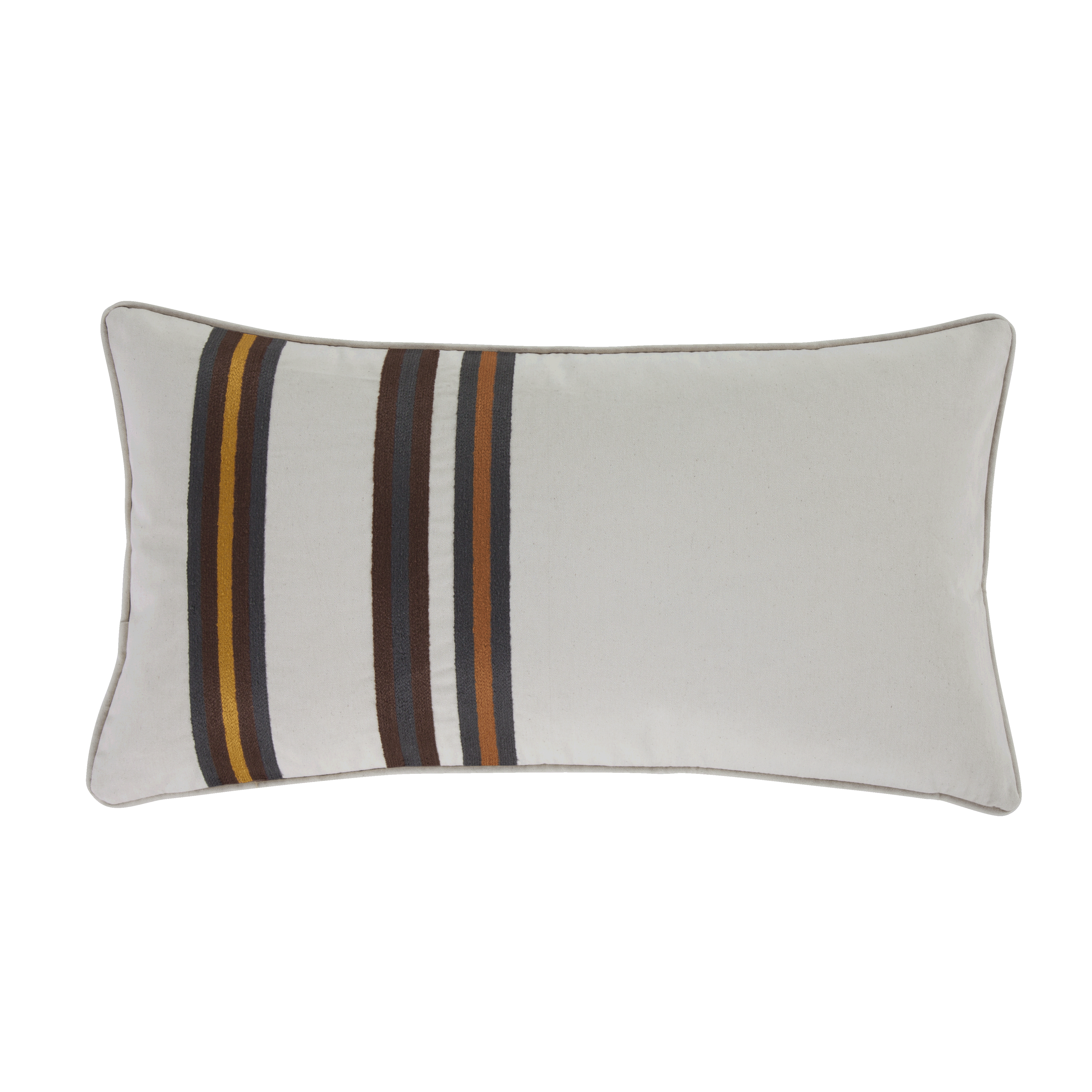 Toluca Canvas Embroidered Cotton Lumbar Pillow